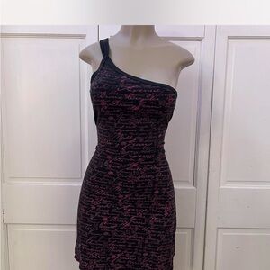 DKNY• black with pink one shoulder mini dress